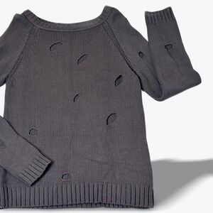 Acrobat Distressed Ragline Sweater Pullover Raglan Long Sleeve Grunge Whimsigoth